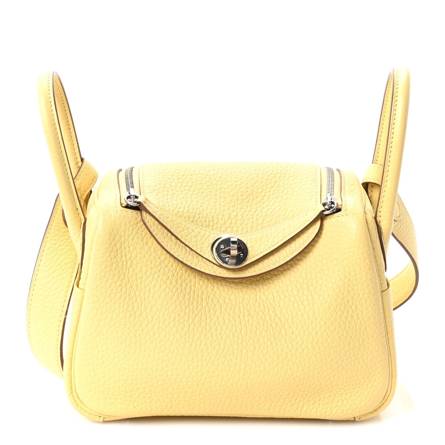 Hermes Hermes Taurillon Clemence Verso Mini Lindy 20 Jaune Poussin Craie
