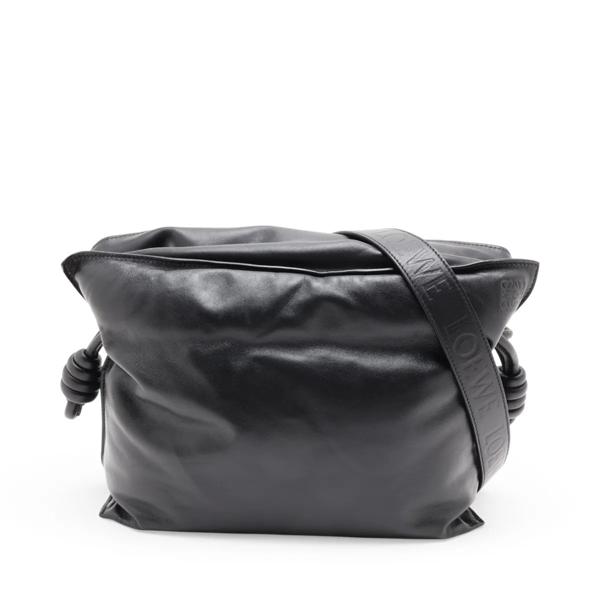Loewe Flamenco puffer Leather Shoulder bag Black