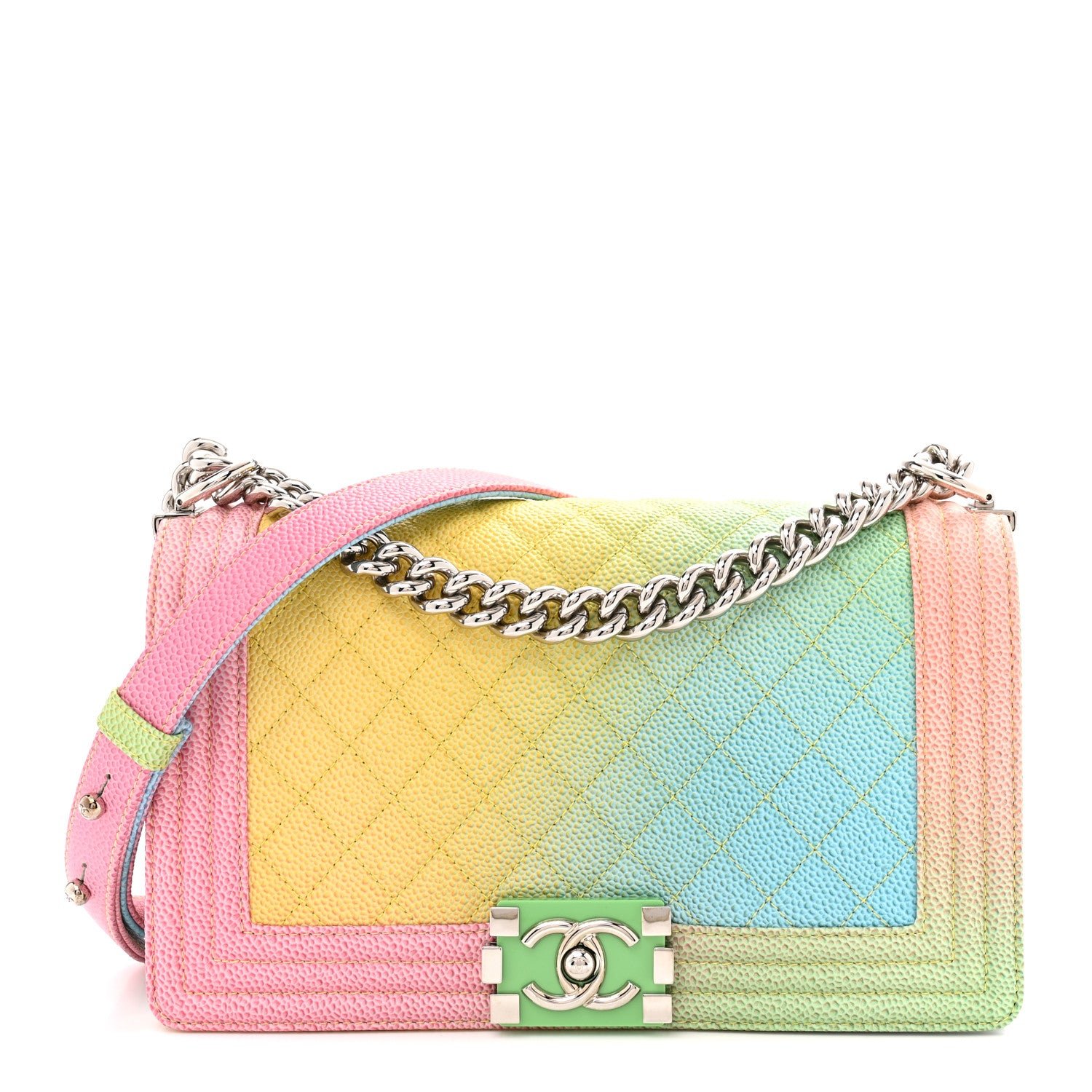 Chanel Caviar Quilted Medium Cuba Rainbow Boy Flap Multicolor