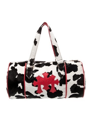 Calf Hair Cross Patch Boston Mini Duffle Bag