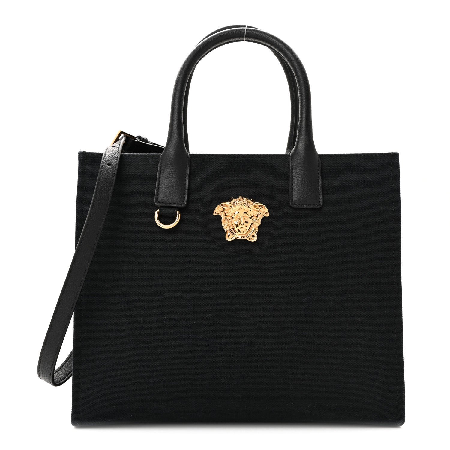 Versace Versace Canvas Calfskin La Medusa Small Tote Black