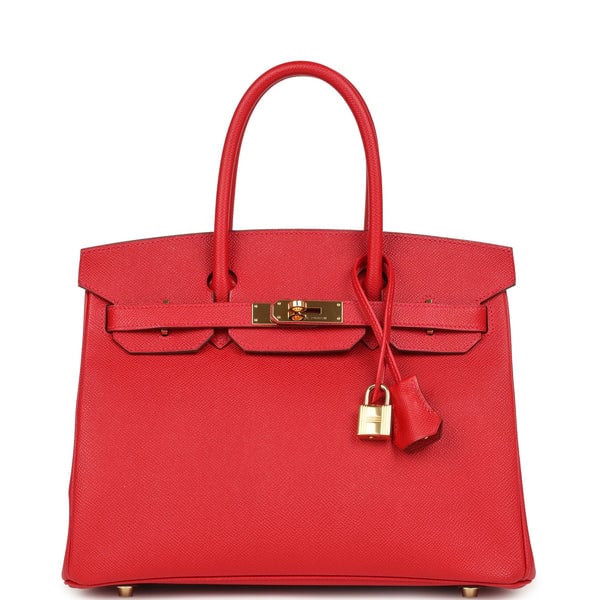 Hermes Pre-owned Hermes Birkin 30 Rouge Casaque Epsom Gold Hardware