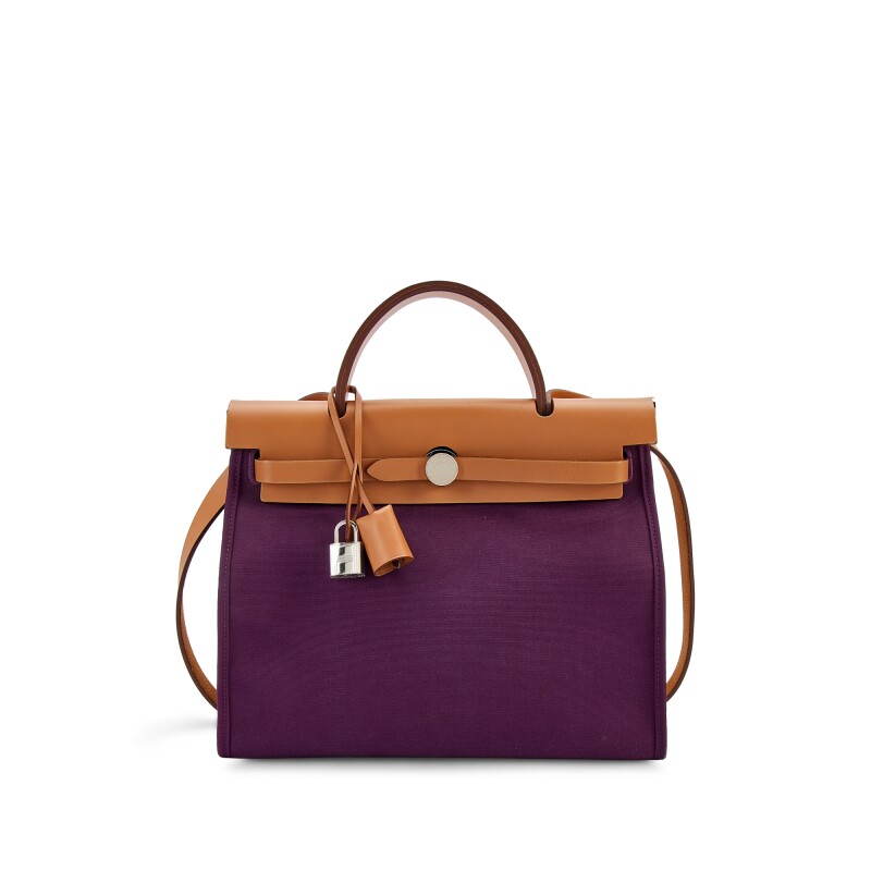 Hermes Fauve Vache Hunter and Cassis Toile Verso Herbag Zip 31 Palladium Hardware, 2012