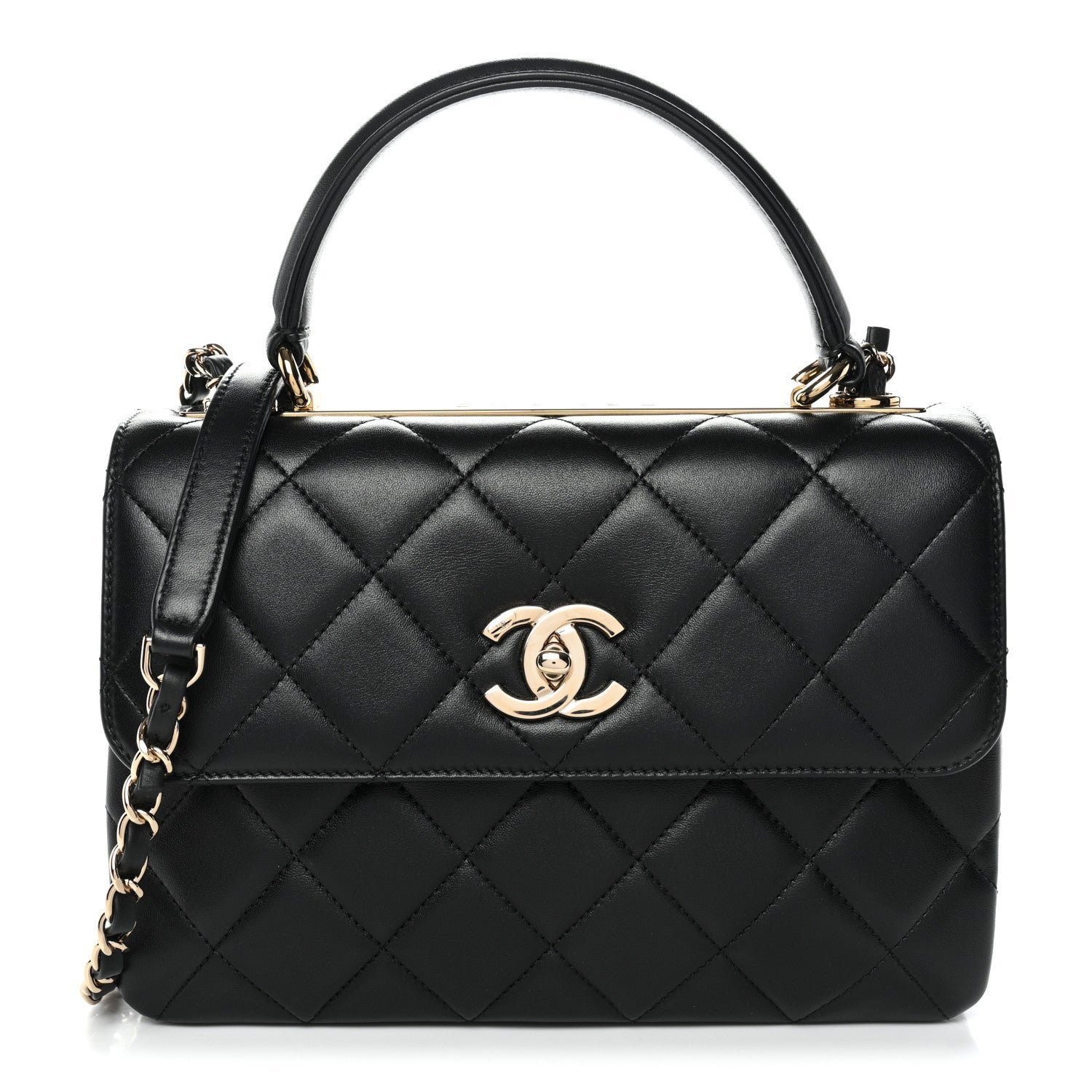 Chanel Lambskin Quilted Small Trendy CC Dual Handle Flap Bag Black