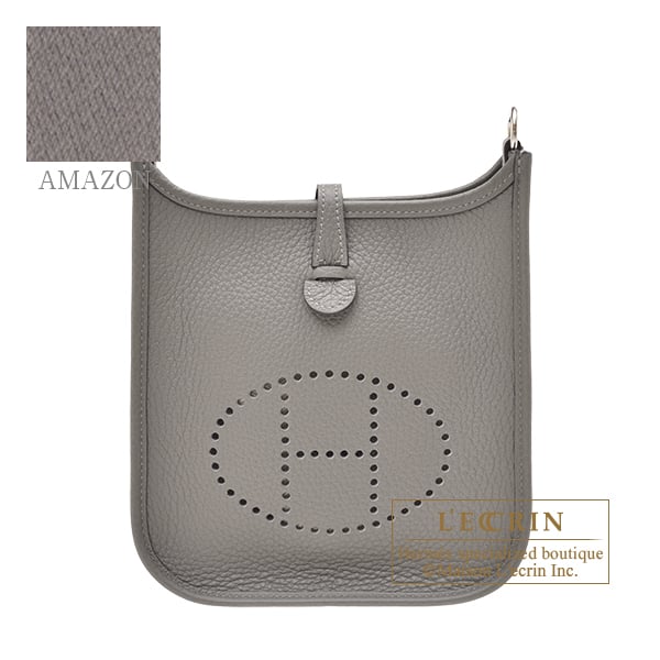 Hermes Evelyne Amazon bag TPM Gris meyer Clemence leather Silver hardware Bandouliere 111cm