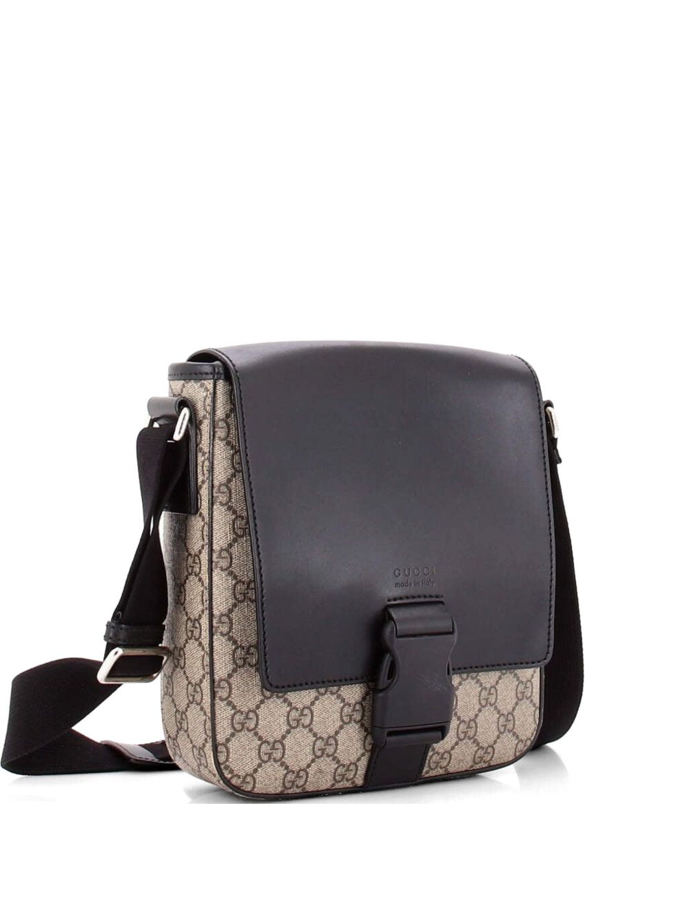 Buckle Flap Messenger Bag GG Coated Canvas with Leather Small crossbody bag
