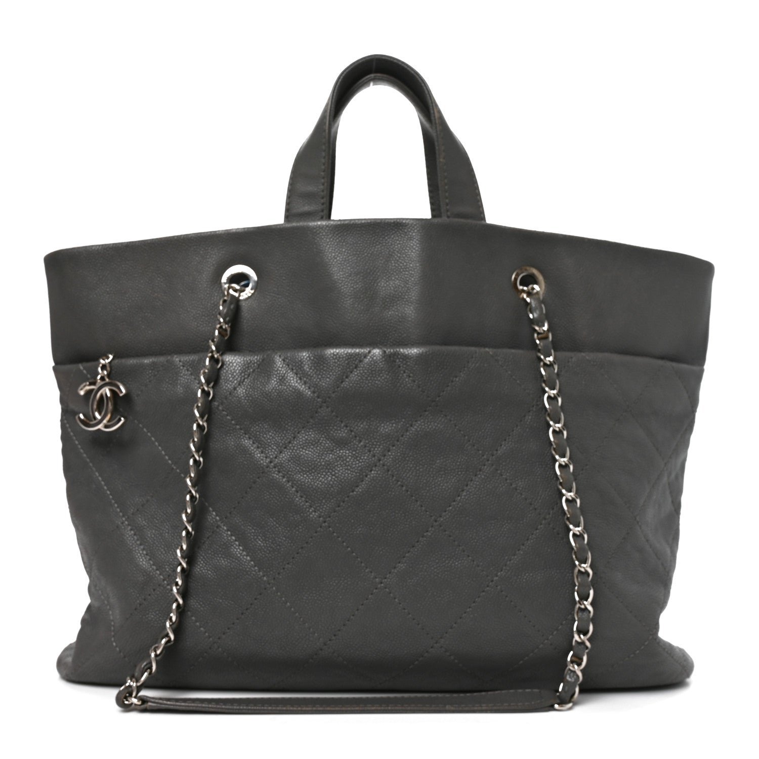 Chanel Caviar Quilted Shopping Tote Grey