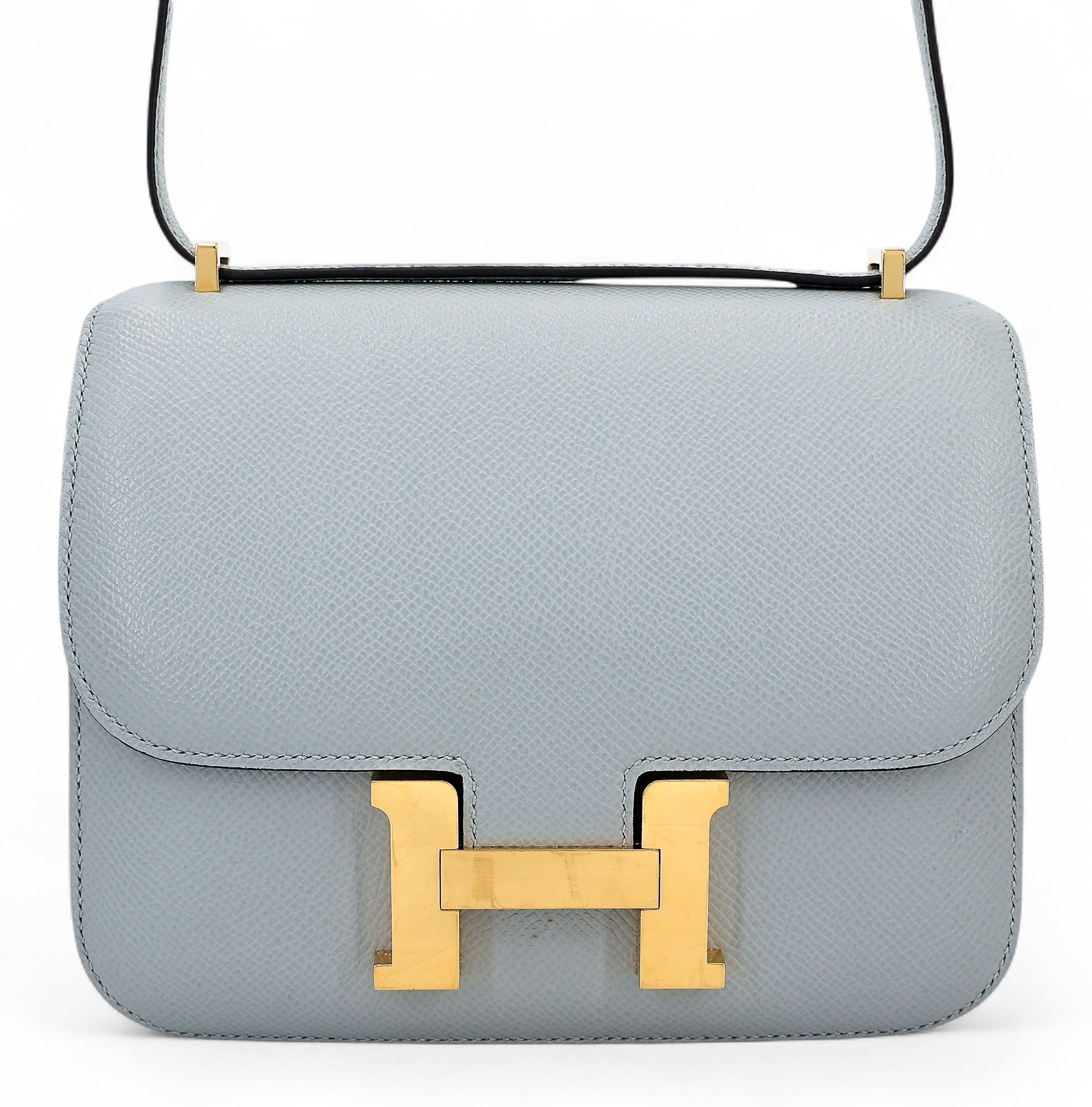 Hermes Good ( Rank AB) HERMÈS Constance Mini Bleu Glacier (8U) Epsom Gold hardware W (2024)