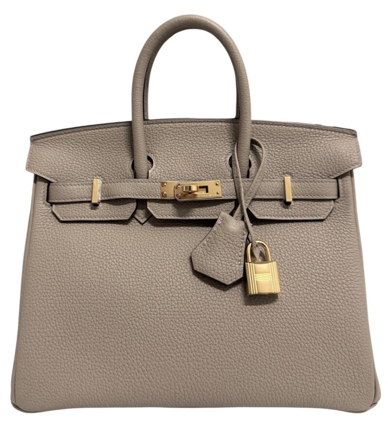 Hermes Gris Tourterelle Togo Birkin 25 Gold Hardware, 2022