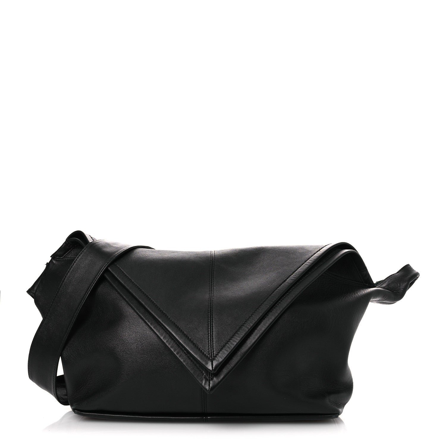 Bottega Veneta Silky Calfskin Medium Sawyer Messenger Bag Black