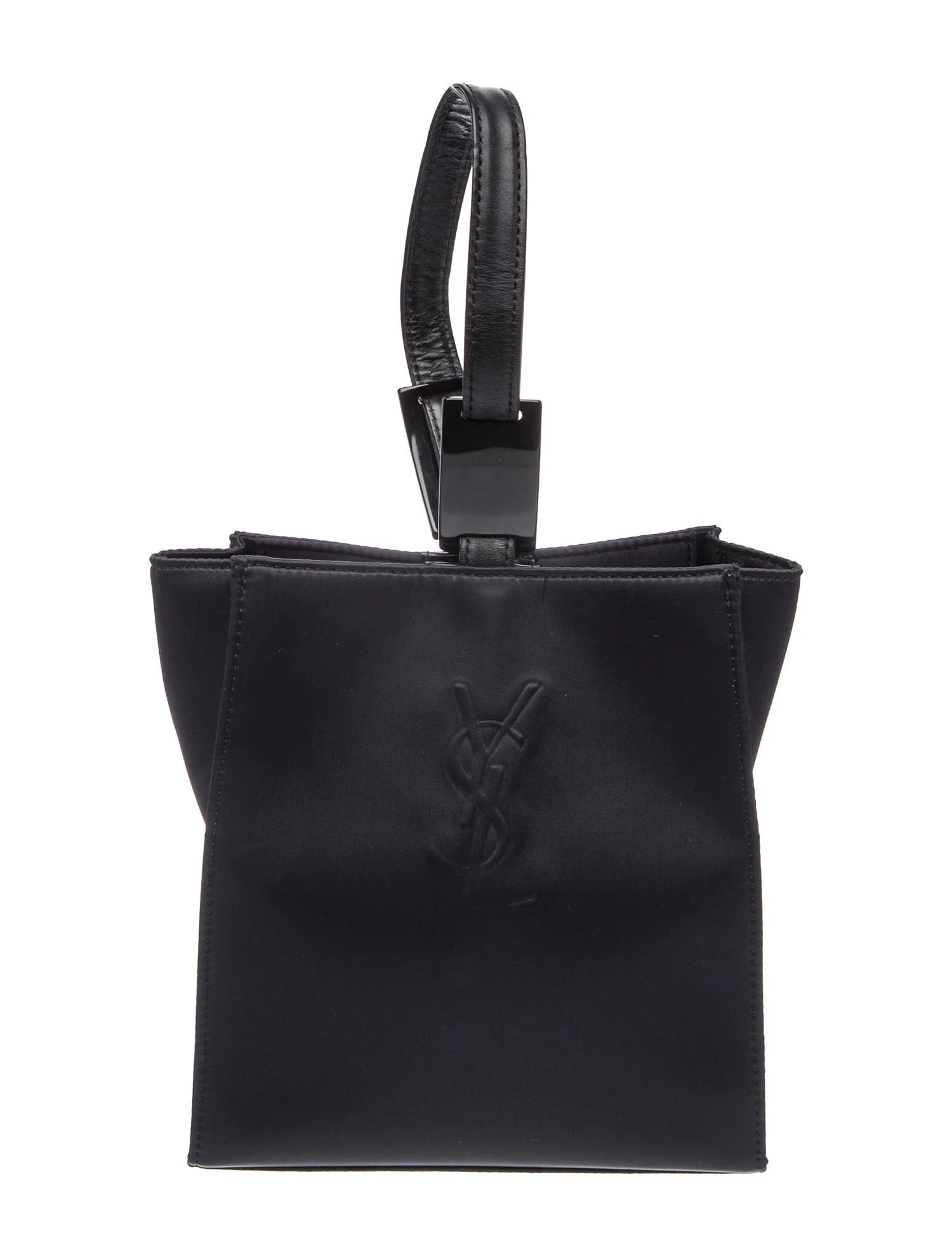 Leather Vintage Signature Satin Handle Bag