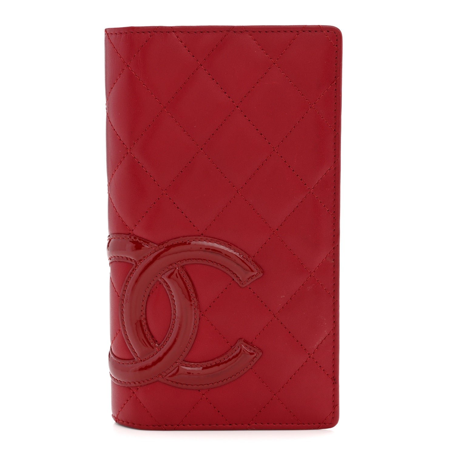 Chanel Calfskin Quilted Cambon Yen Wallet Red