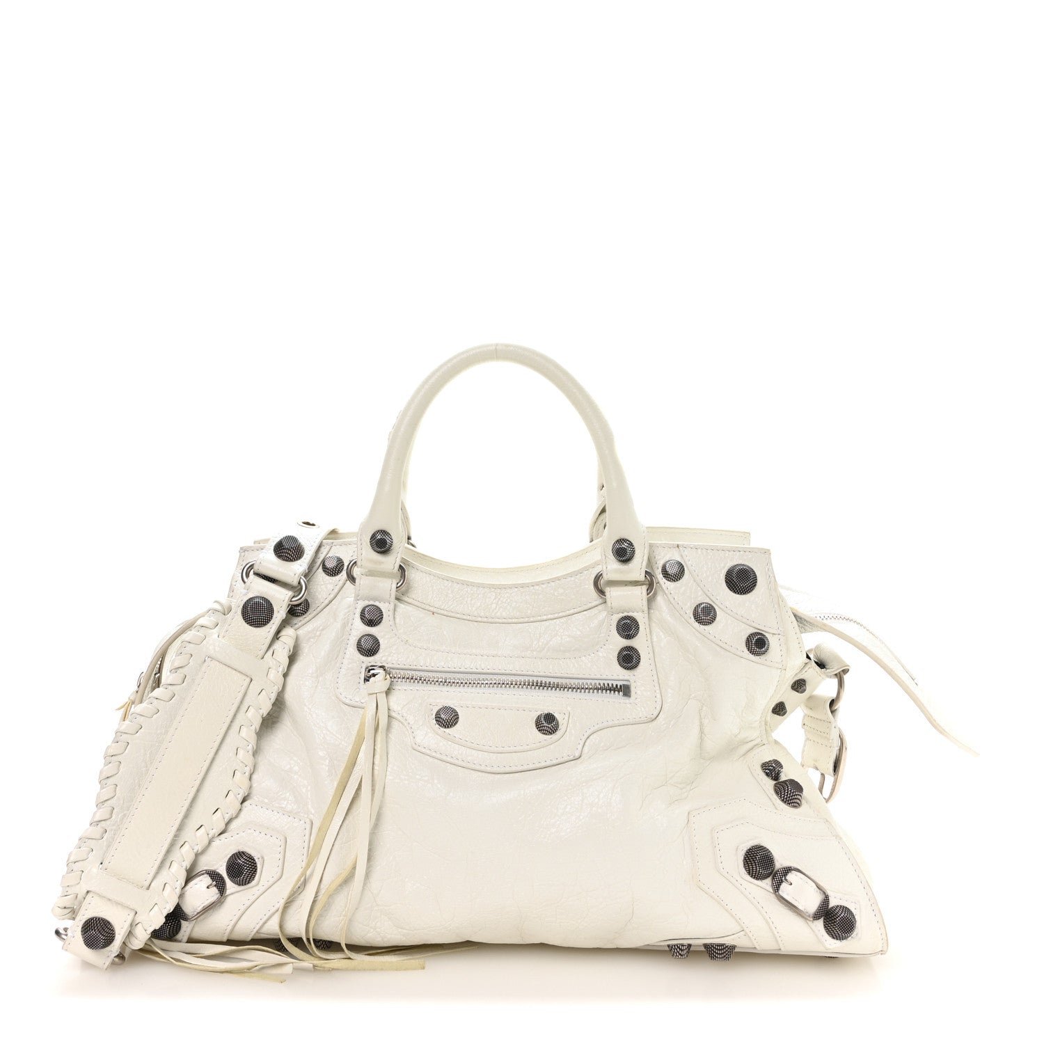 Balenciaga Agneau Arena Neo Cagole City Handbag Optic White