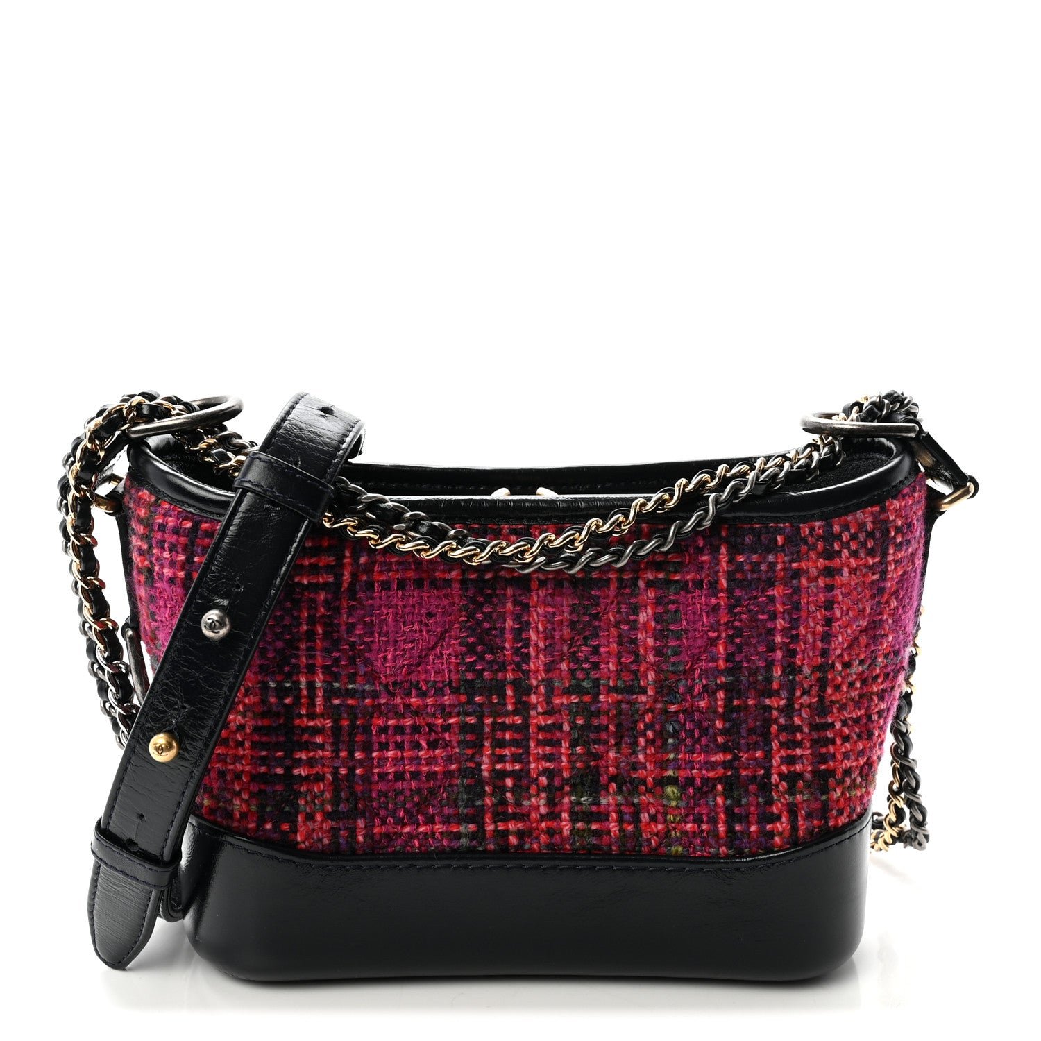 Chanel Tweed Calfskin Small Gabrielle Hobo Dark Navy