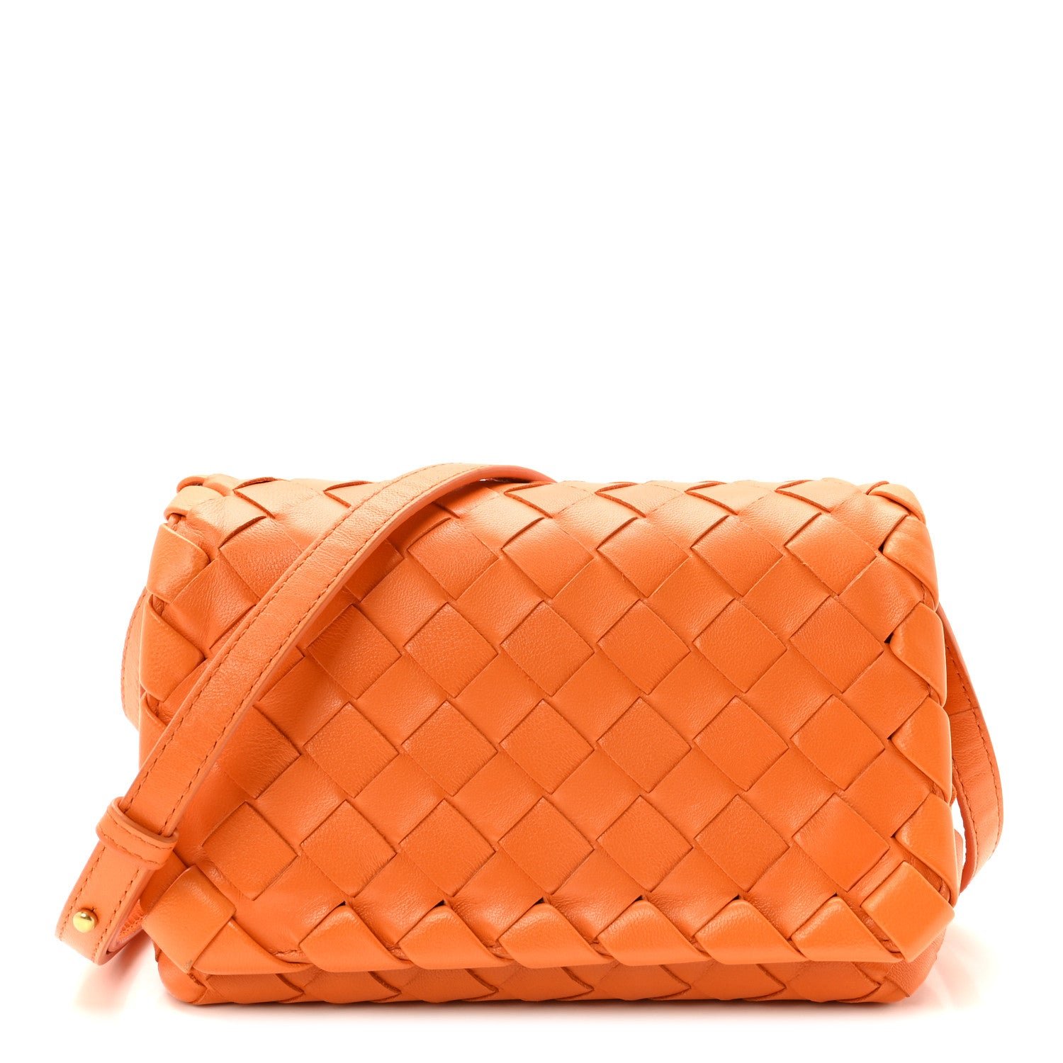 Bottega Veneta Nappa Intrecciato Mini Crossbody Tangerine