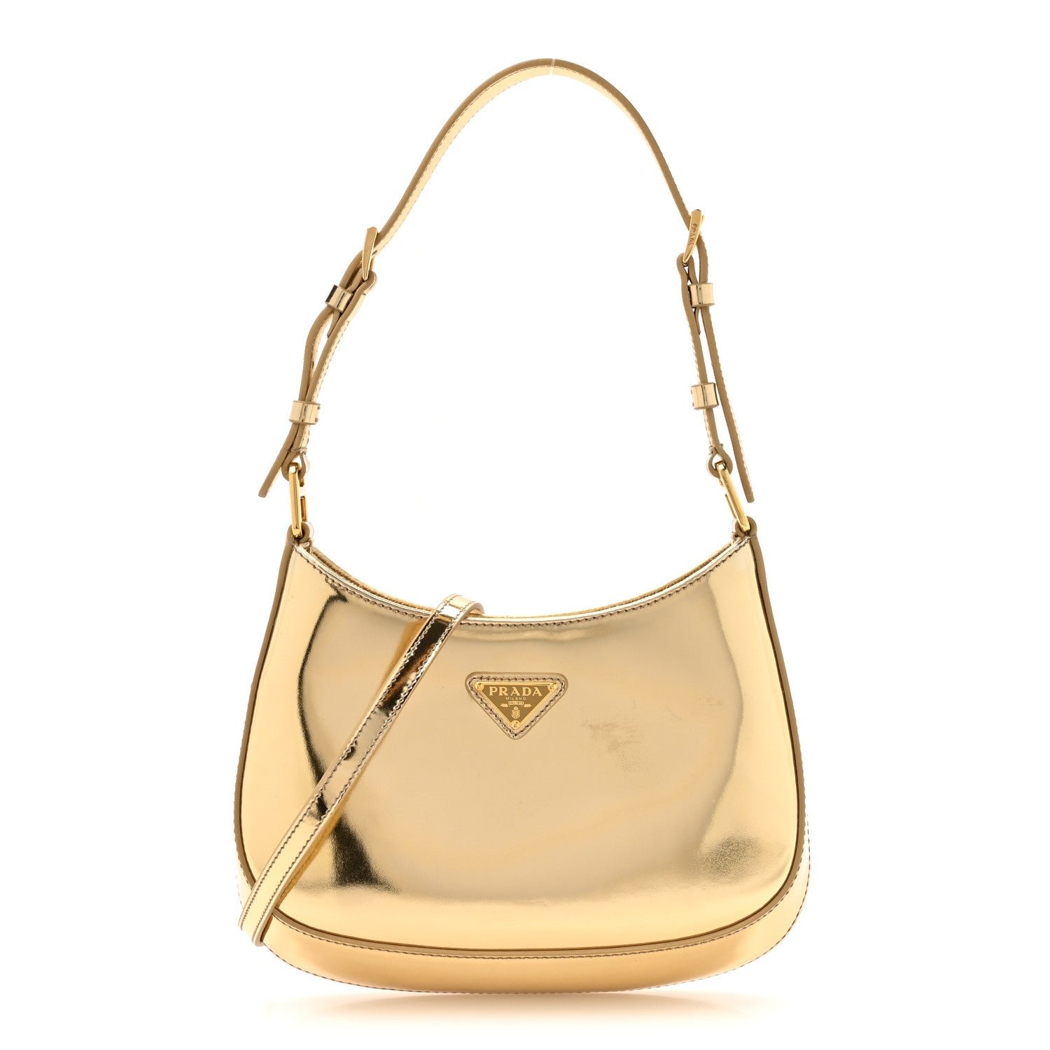 Prada Spazzolato Cleo Adjustable Strap Shoulder Bag Platino