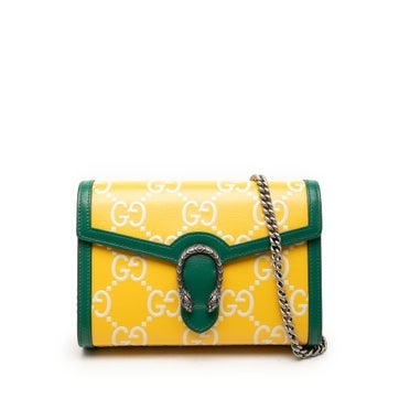 Bicolor GG Embossed Calfskin Dionysus Wallet on Chain