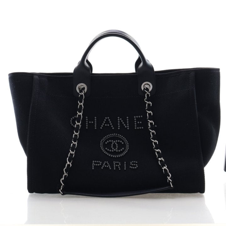Chanel Large Canvas Pearl Deauville Tote