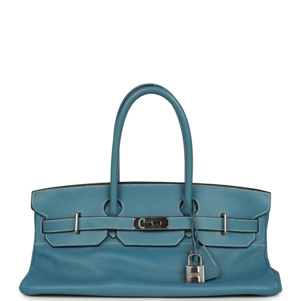 Hermes Vintage Hermes Shoulder Birkin 42 JPG Blue Jean Clemence Palladium Hardware