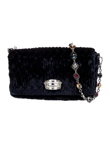 Miu Miu Velvet Velvet Matelasse Crystal Chain Shoulder Bag