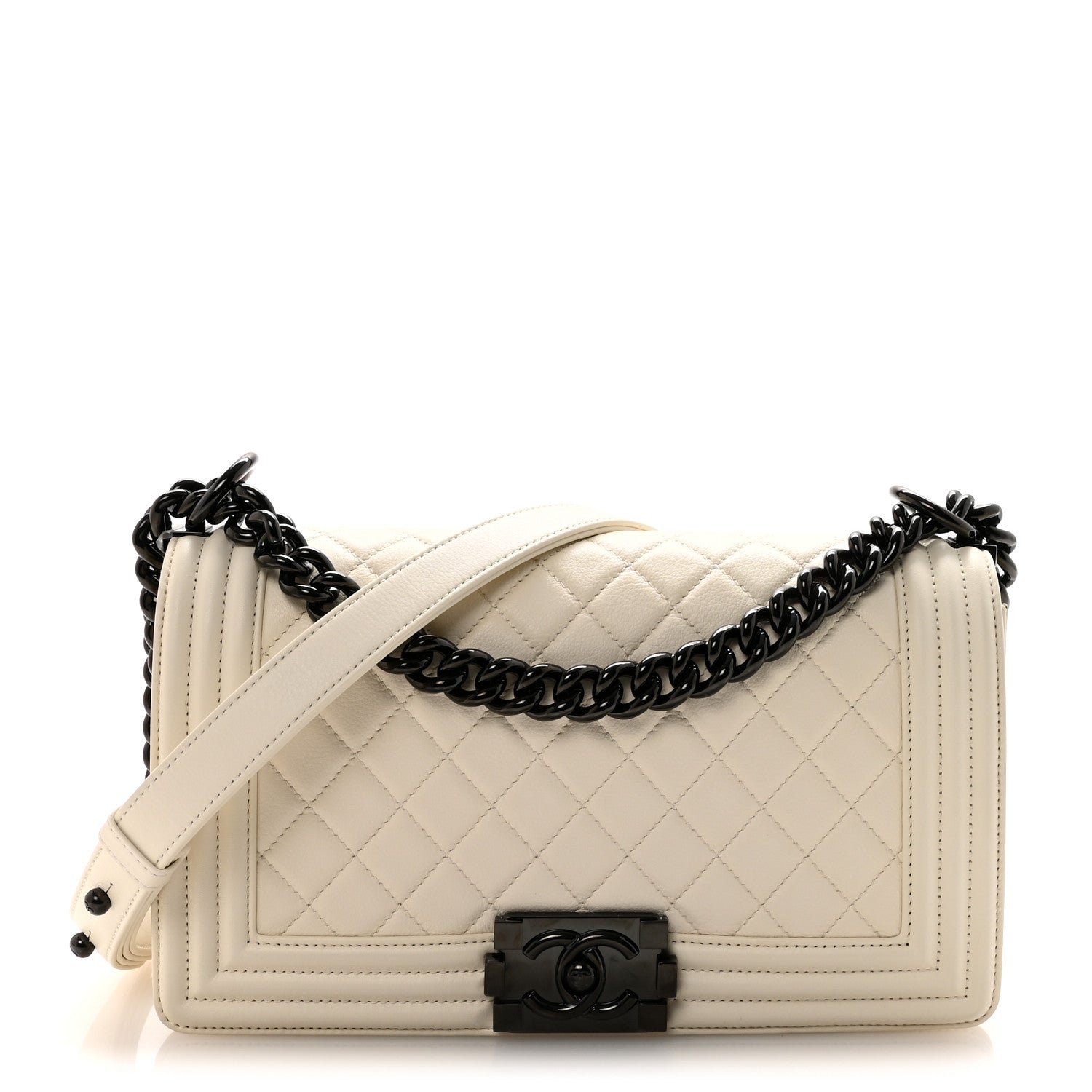 Chanel Calfskin Quilted Medium Boy Flap White