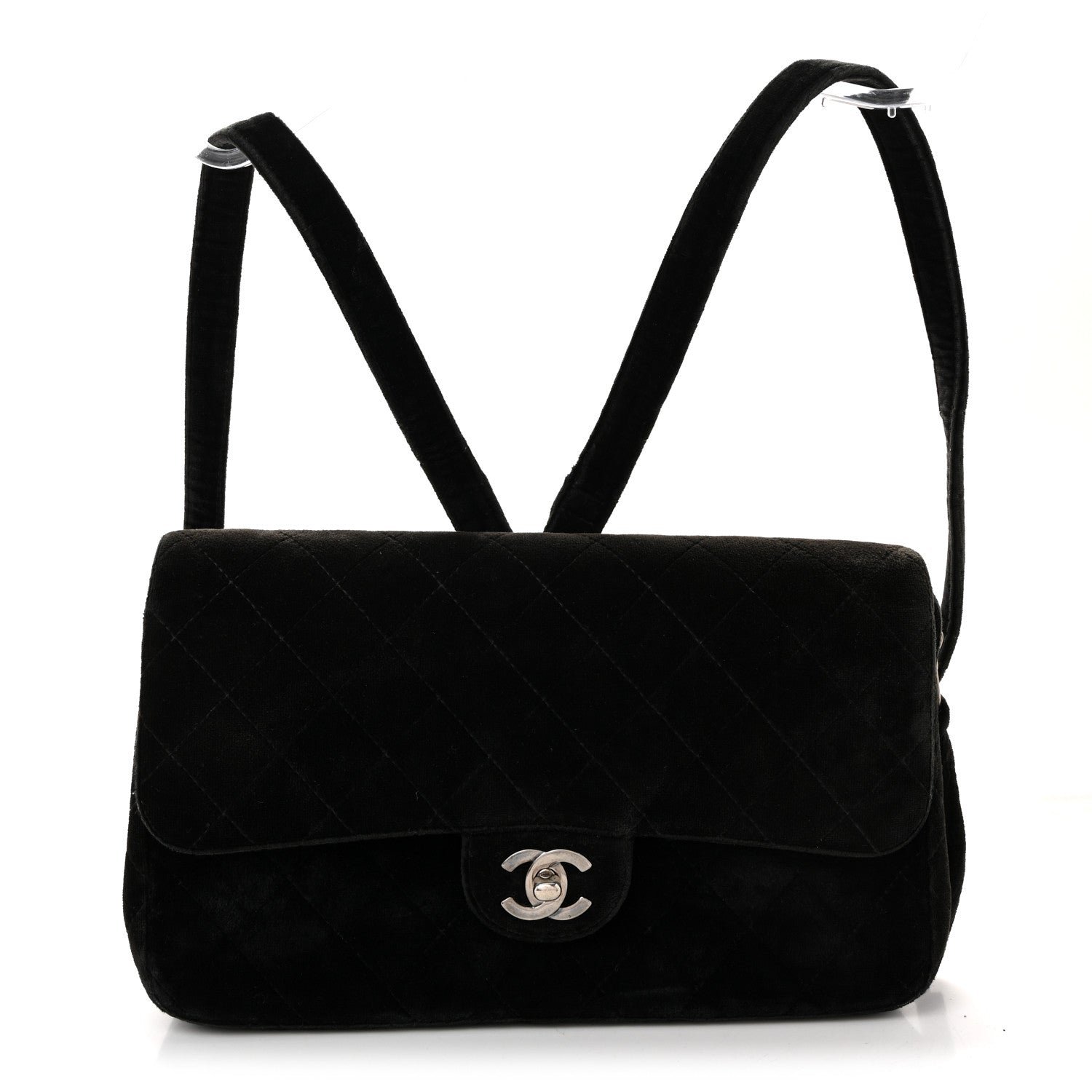 Chanel Chanel Velvet Quilted Flap Backpack Black