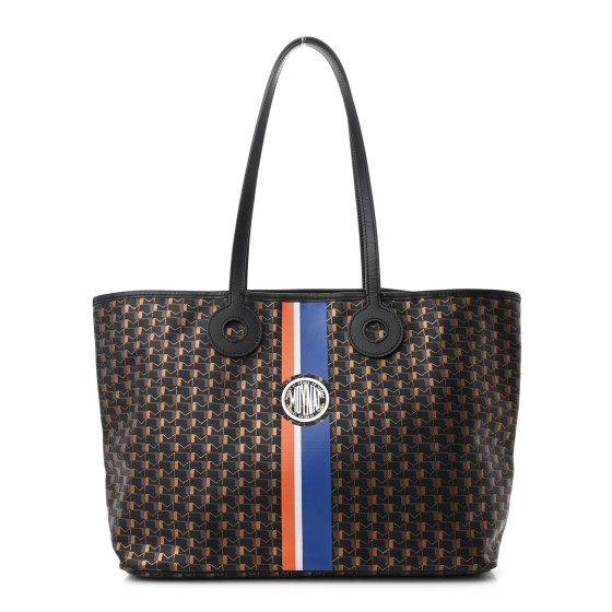 Moynat Grained Calfskin Canvas 1920 Oh! Tote Ruban MM Carbon Bronze