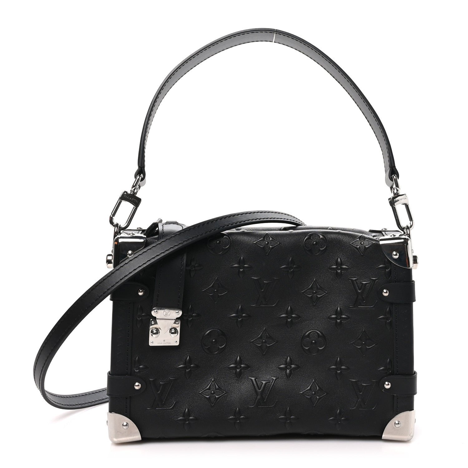 Louis Vuitton Calfskin Debossed Monogram Side Trunk Black