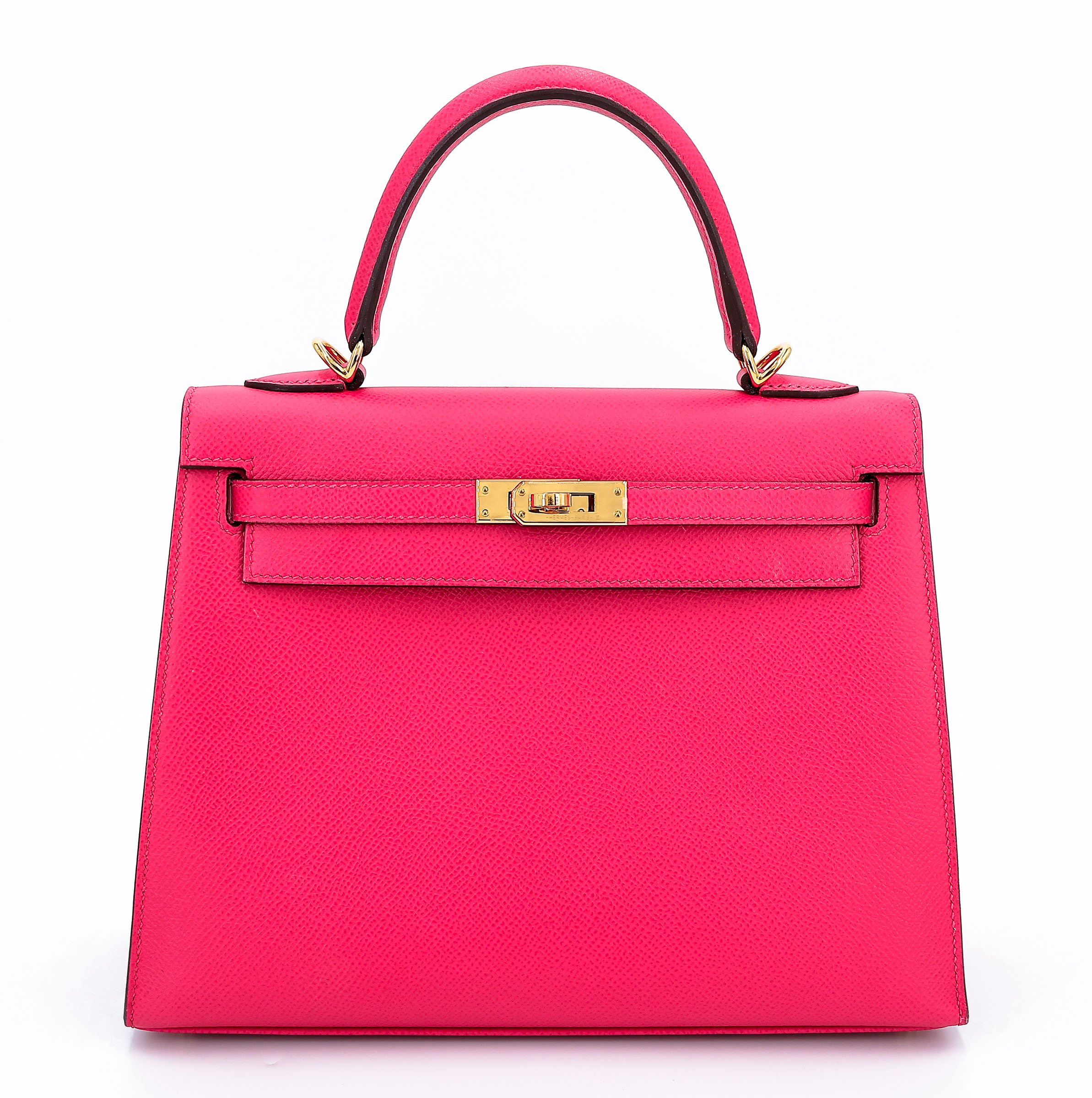 Hermes Excellent ( Rank SA ) HERMÈS Kelly 25 Sellier Rose Extreme (I6) Epsom Gold hardware D (2019)