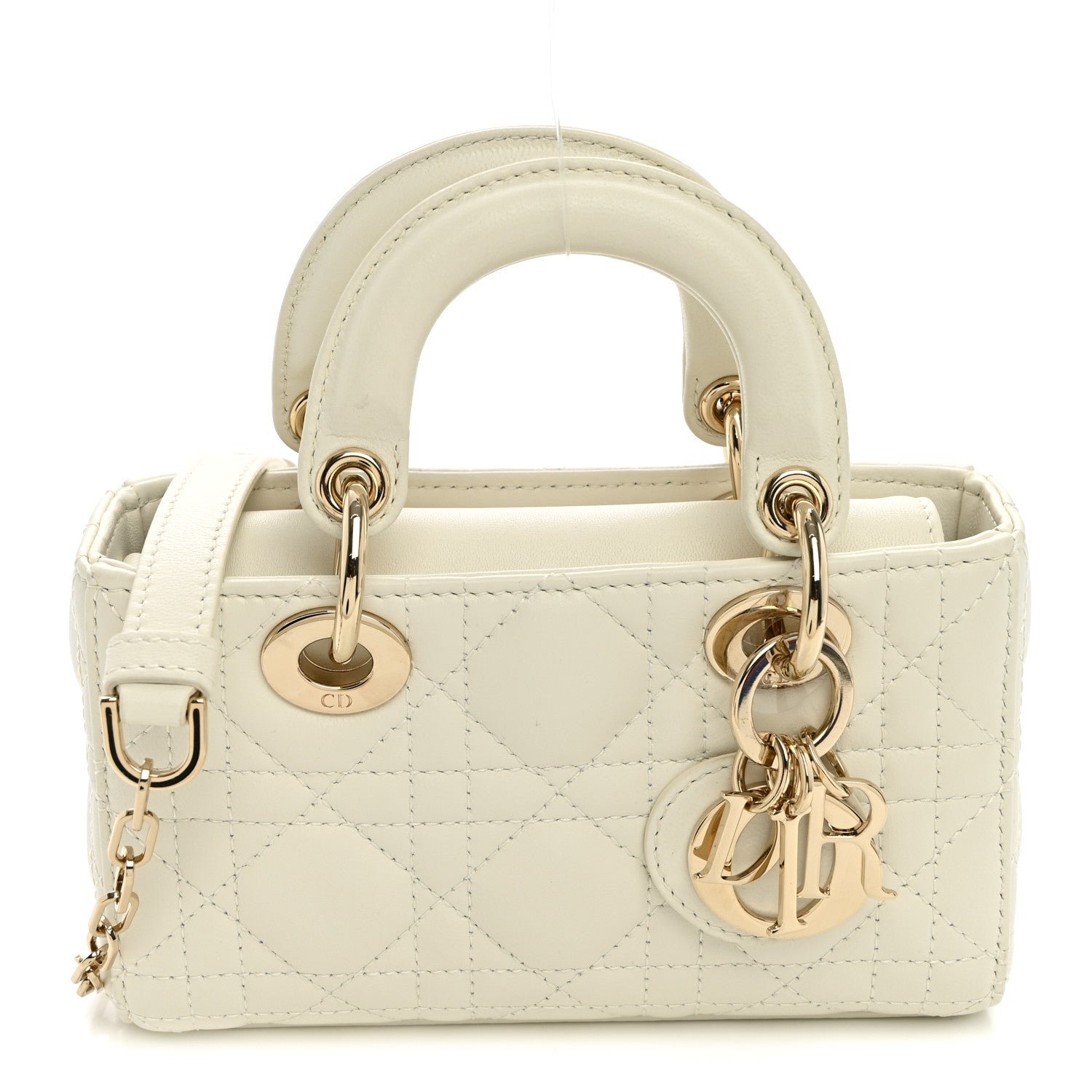 Christian Dior Lambskin Cannage Micro Lady D-Joy Latte