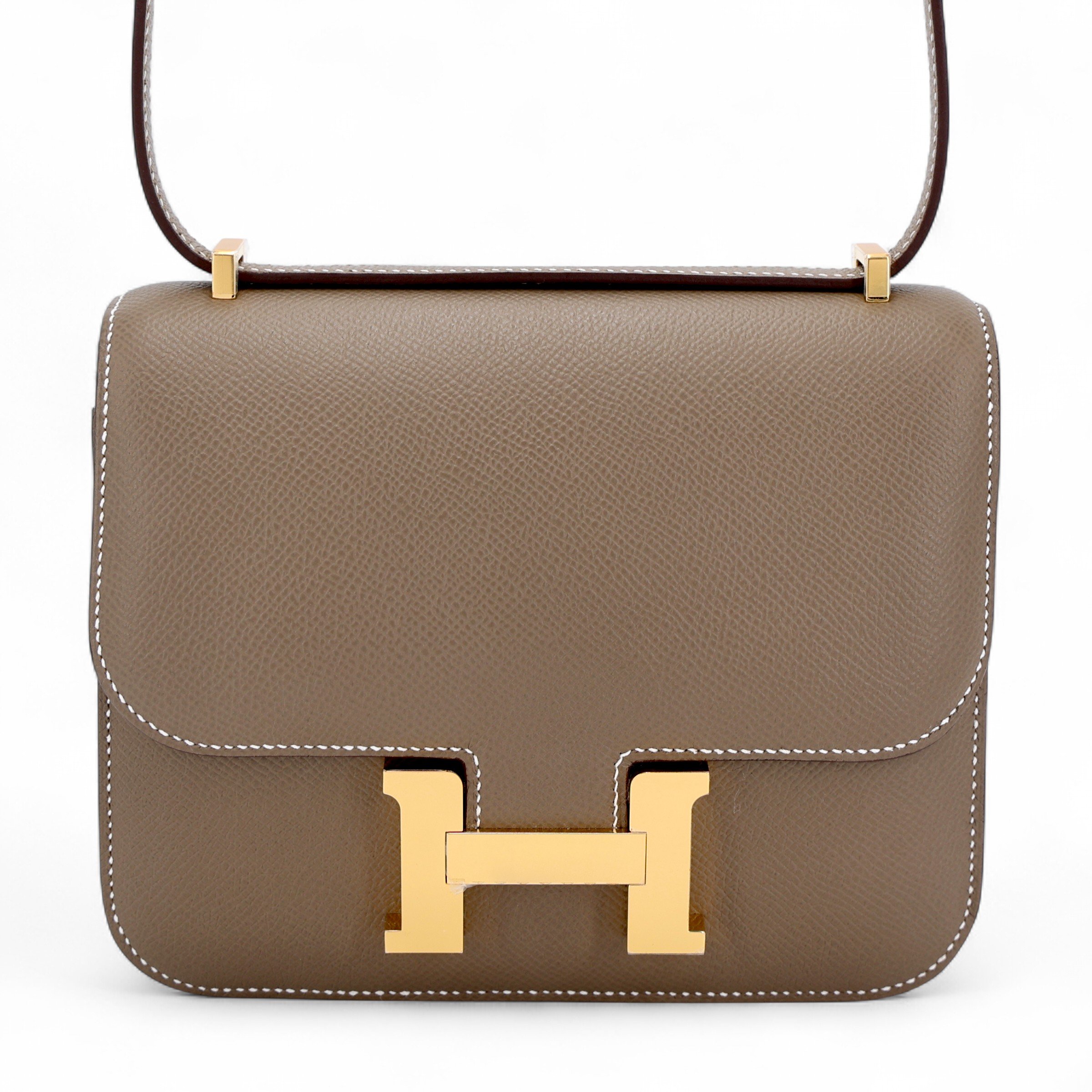Hermes Brand New ( Rank N ) HERMÈS Constance Mini Etoupe (18) Epsom Gold hardware K (2025)