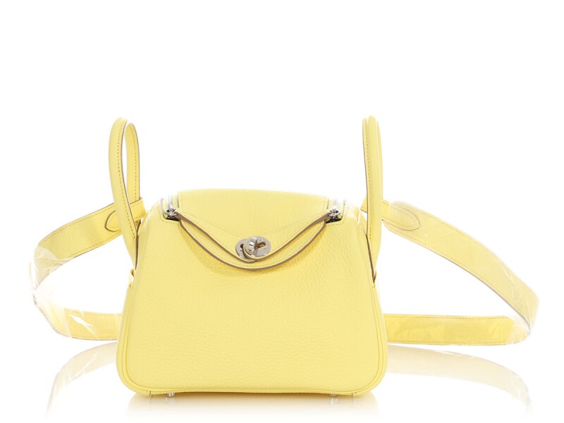 Hermes Limoncello Clemence Mini Lindy 20 Palladium Hardware, 2023