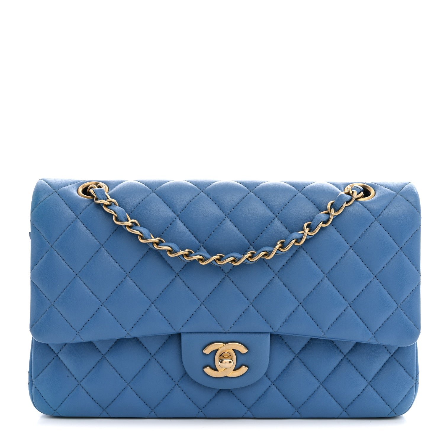 Chanel Lambskin Quilted Medium Double Flap Blue