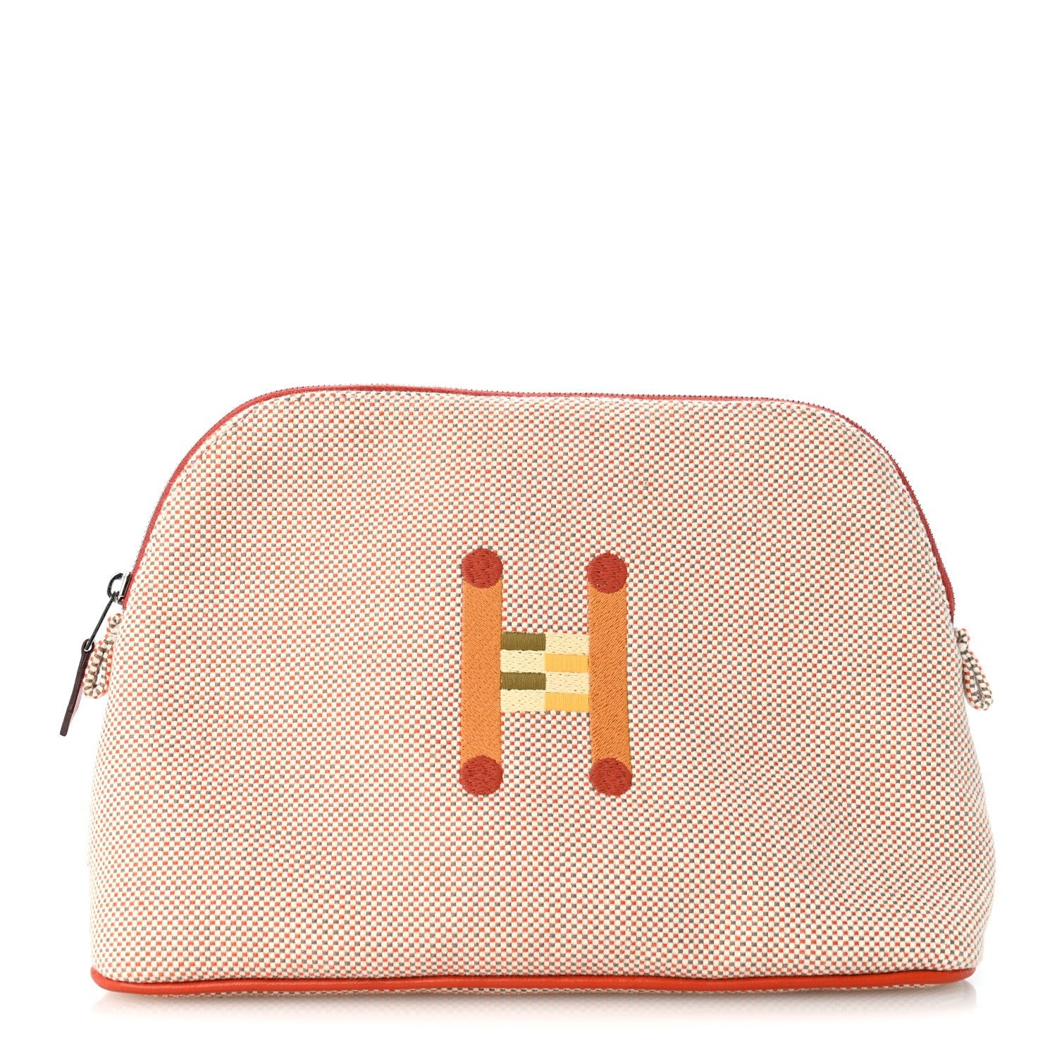 Hermes Cotton Canvas Crazy H Medium Bolide Case Orange Ficelle