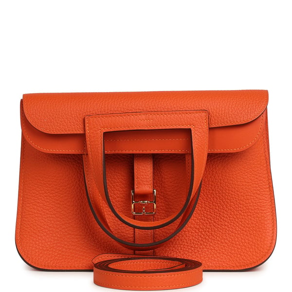 Hermes Hermes Halzan 25 Feu Clemence Gold Hardware
