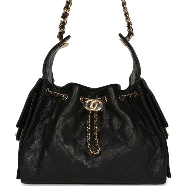 Chanel Small 25 Hobo Bag Black Caviar Gold Hardware