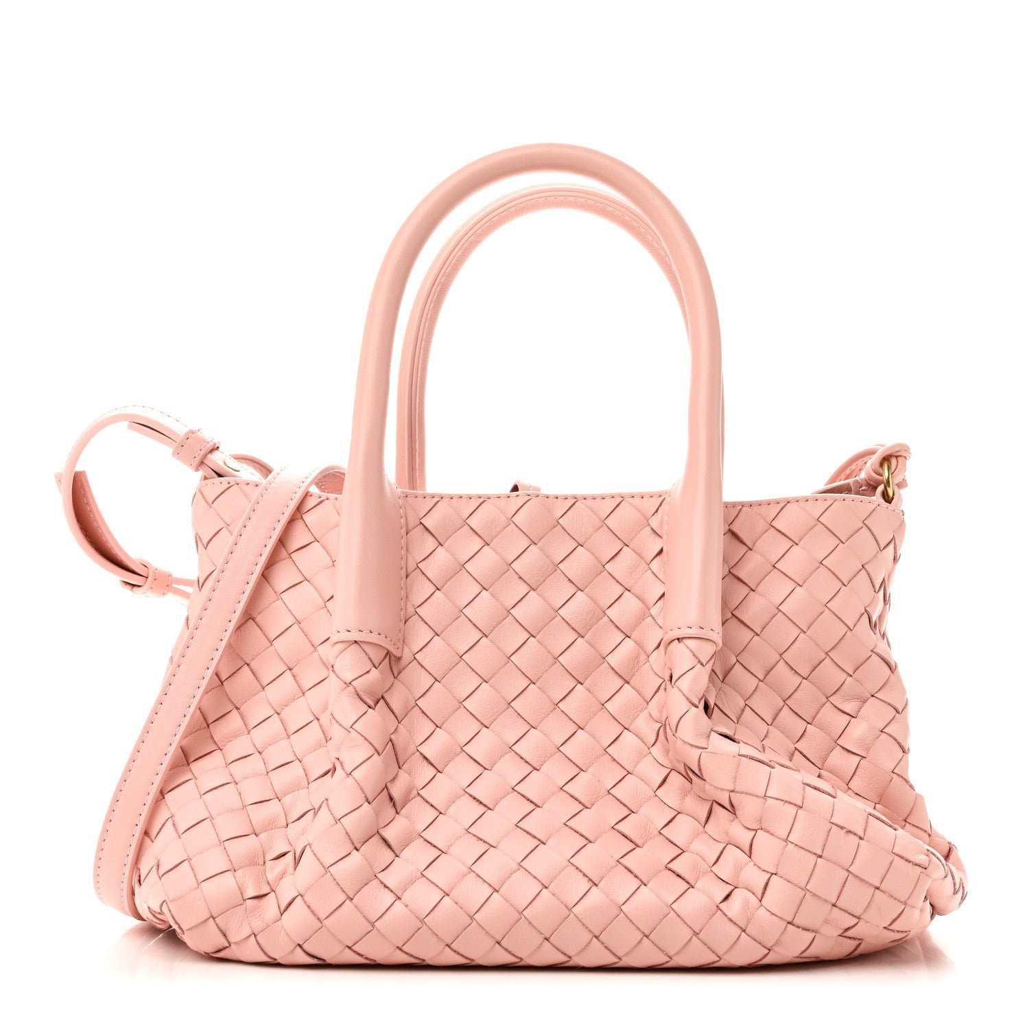 Bottega Veneta Calfskin Intrecciato Small Pinacoteca Tote Rose Barolo