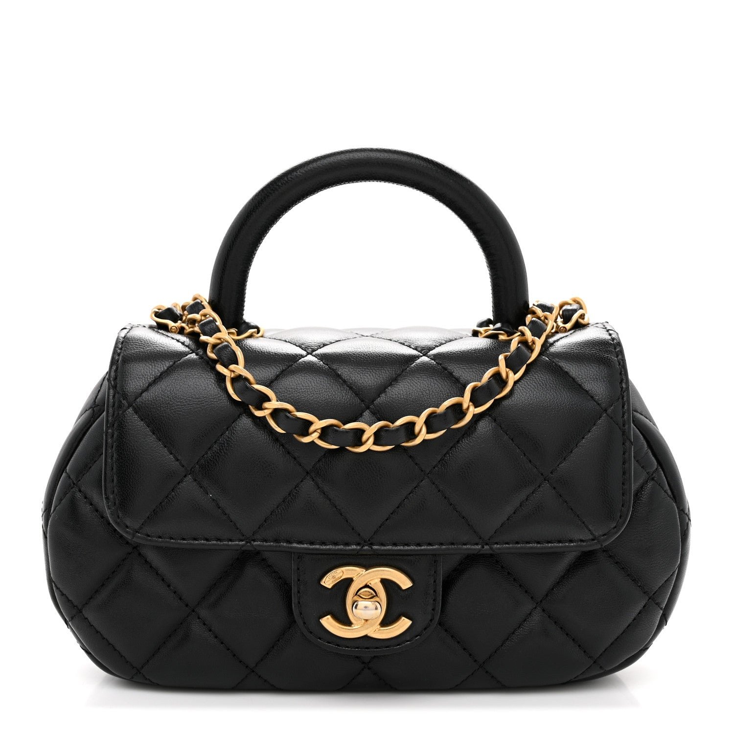 Chanel Lambskin Quilted Baywatch Top Handle Flap Black