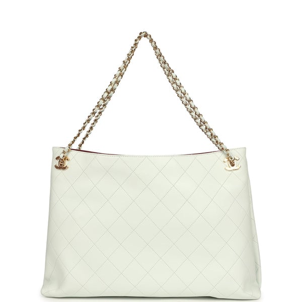 Chanel Large "Eyes on You" CC Shopping Bag Light Blue Lambskin Gold Hardware