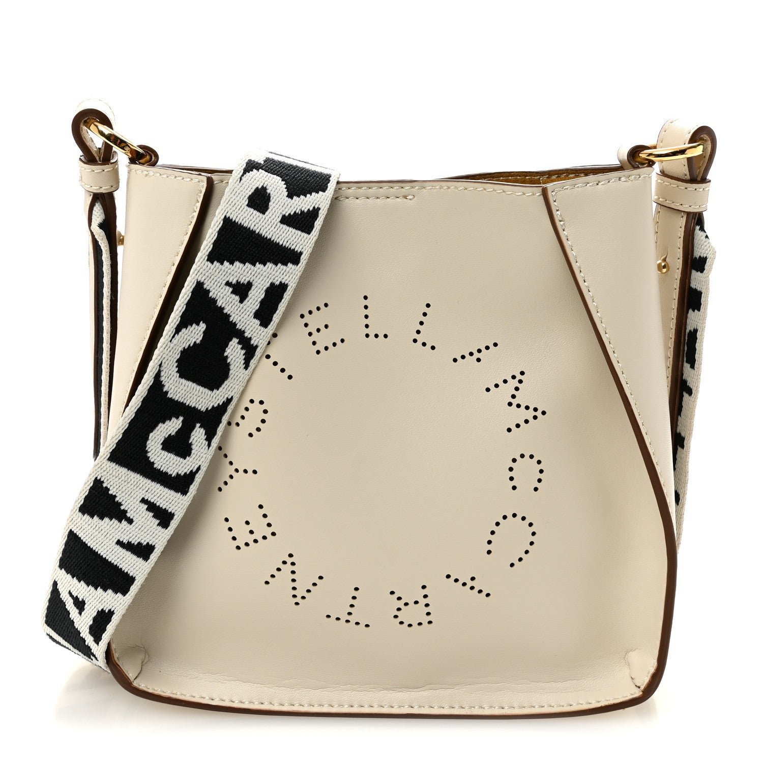 Stella McCartney Eco Alter Nappa Perforated Logo Tiny Crossbody White