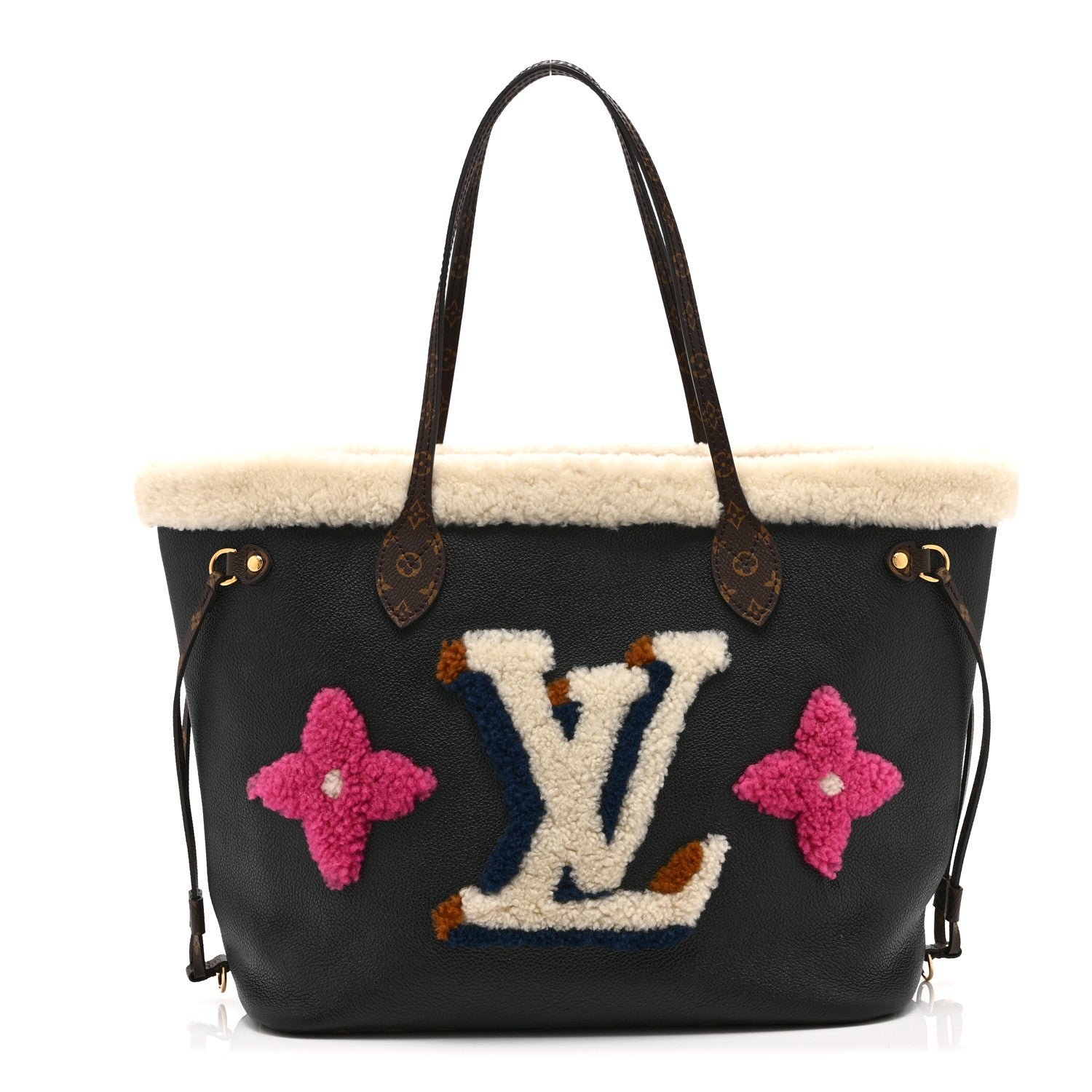 Louis Vuitton Calfskin Monogram Teddy Neverfull MM Black