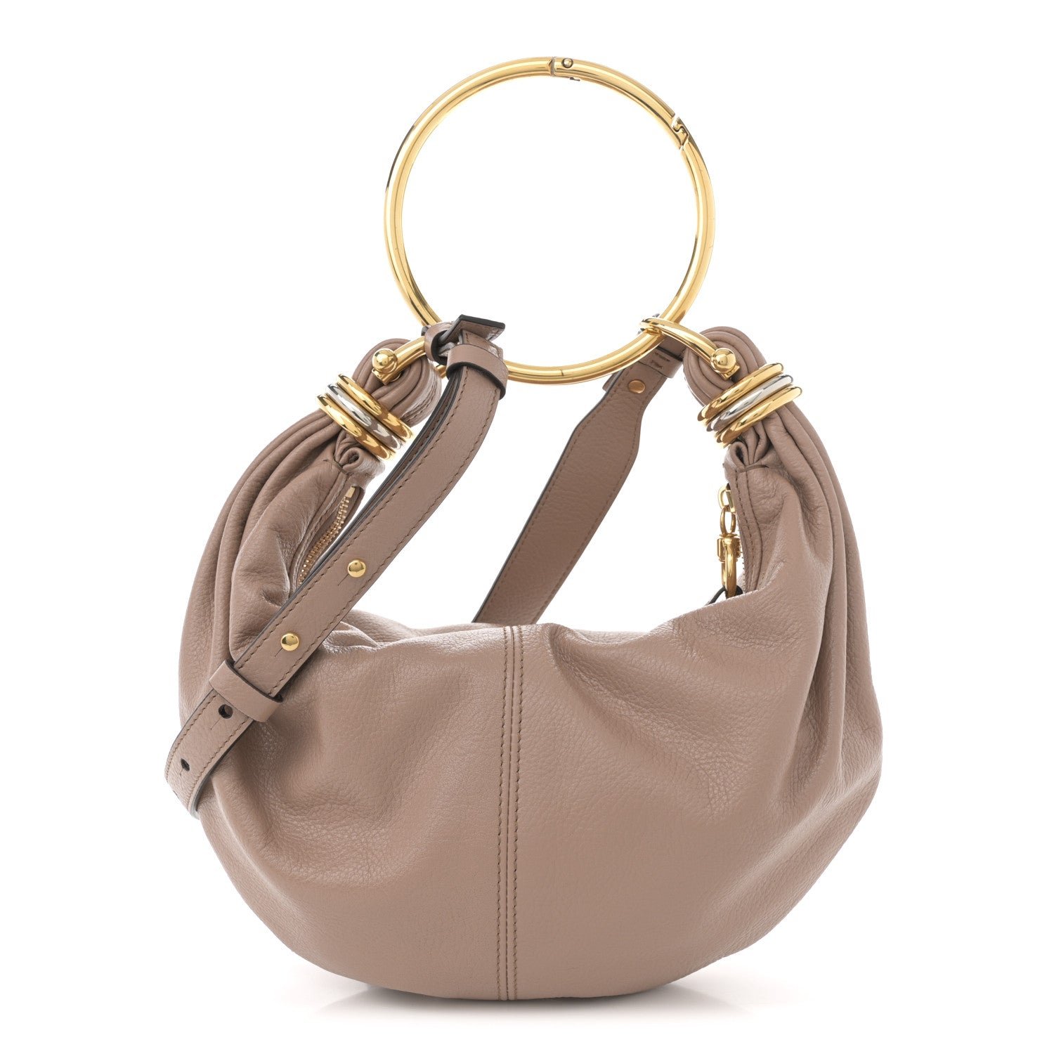 Chloe Chloe Grained Calfskin Small Bracelet Hobo Bag Woodrose