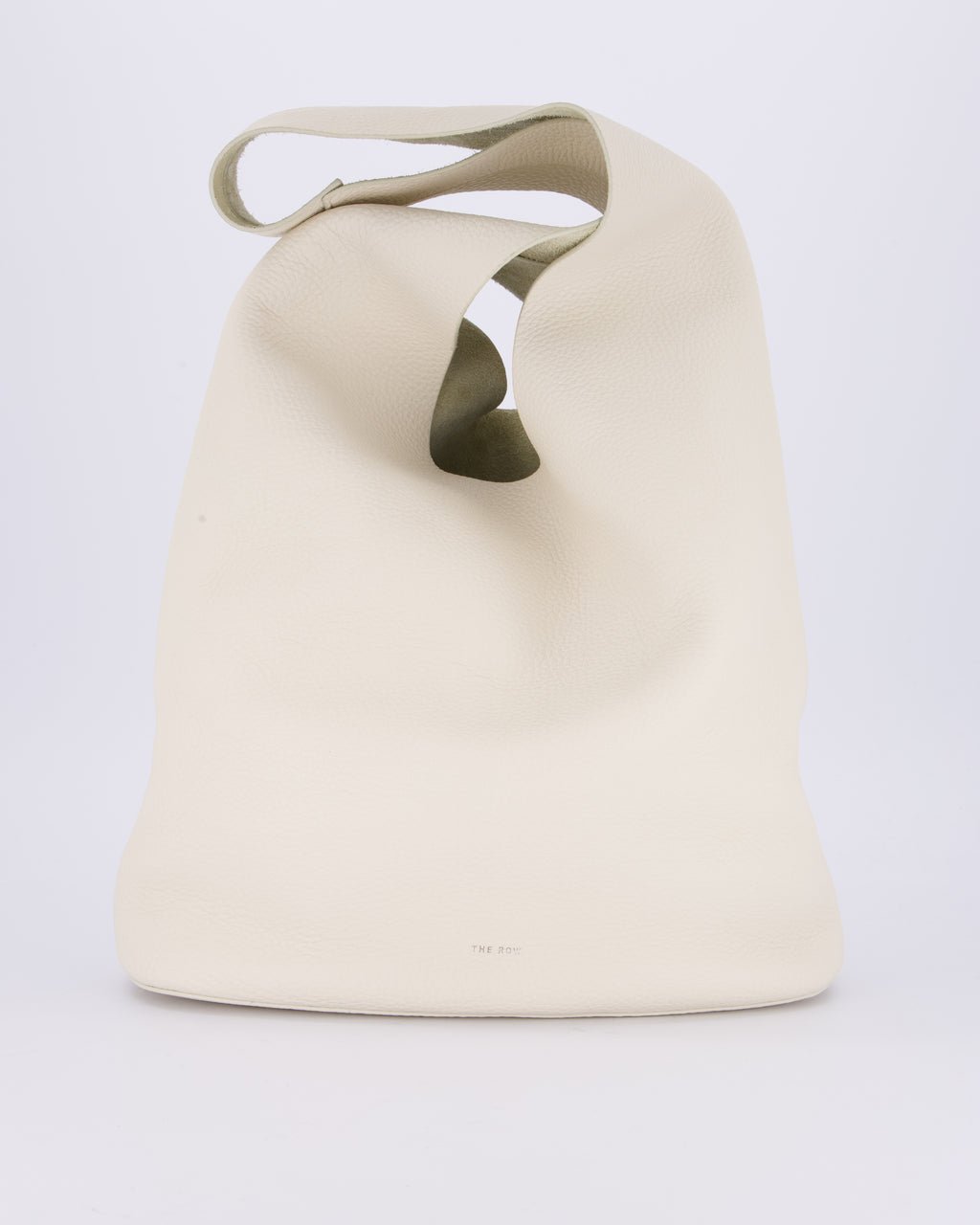 The Row The Row Cream Bindle Textured Shoulder Bag In Calfskin Leather RRP £1,400