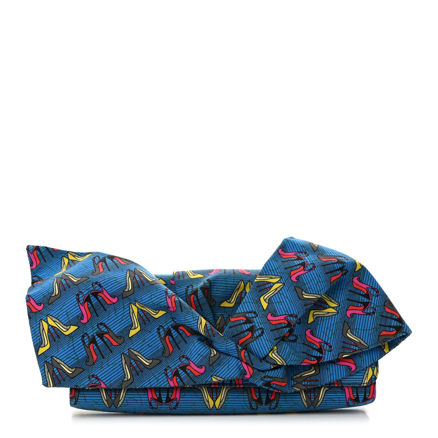 Christian Louboutin Christian Louboutin Cotton Canvas Afri Loubi Print Loubibow Clutch Blue
