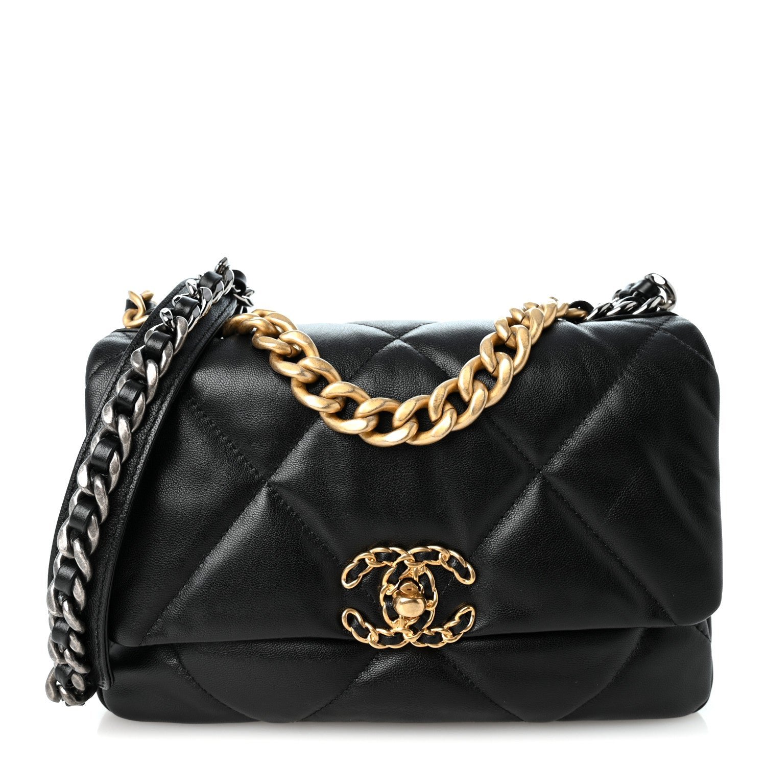 Chanel Lambskin Quilted Medium Chanel 19 Flap Black