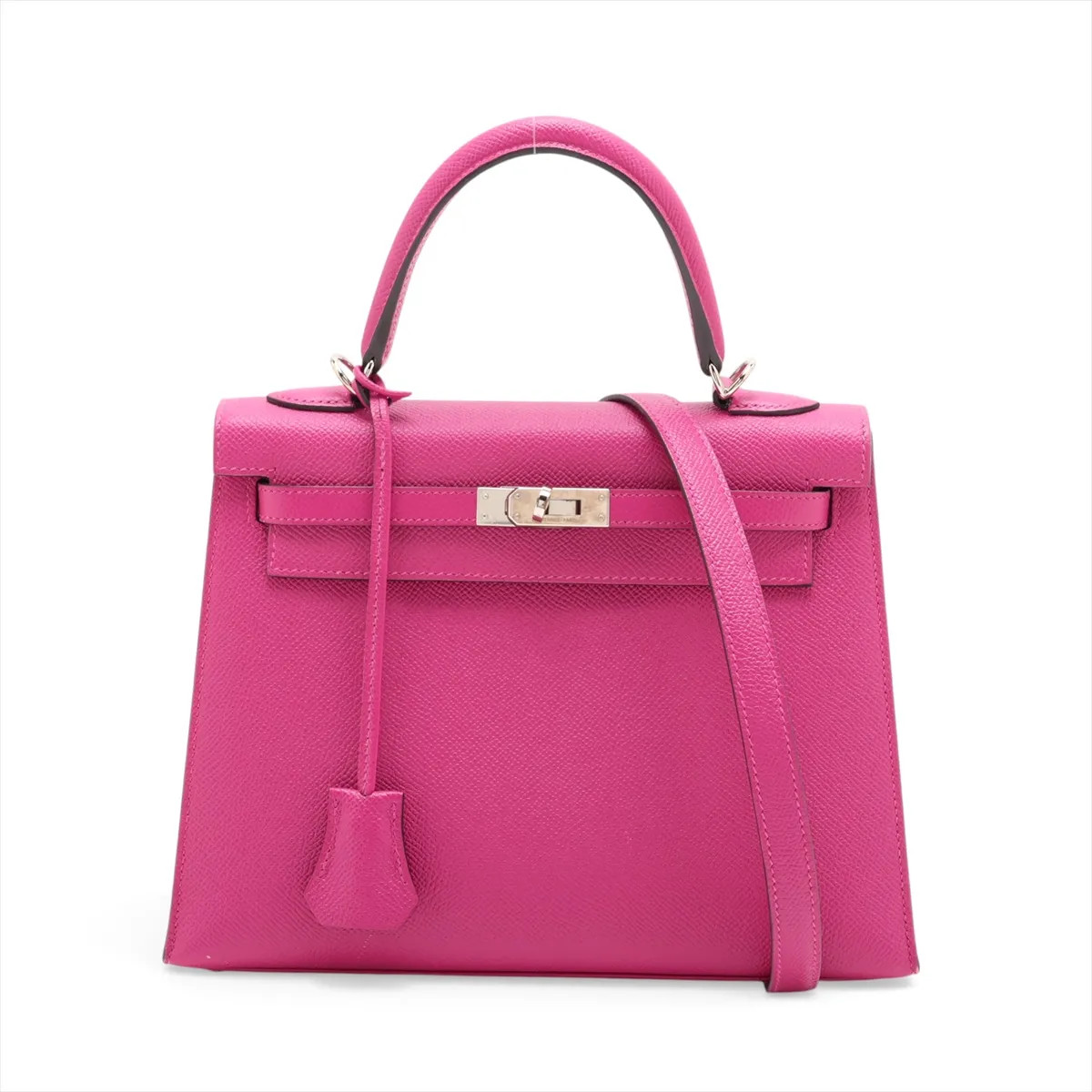 Hermès Kelly 25 Serie Veau Epsom Rose Purple Silver Metal Fittings