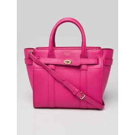 Mulberry Pink Heavy Grain Leather Mini Zipped Bayswater Tote Bag