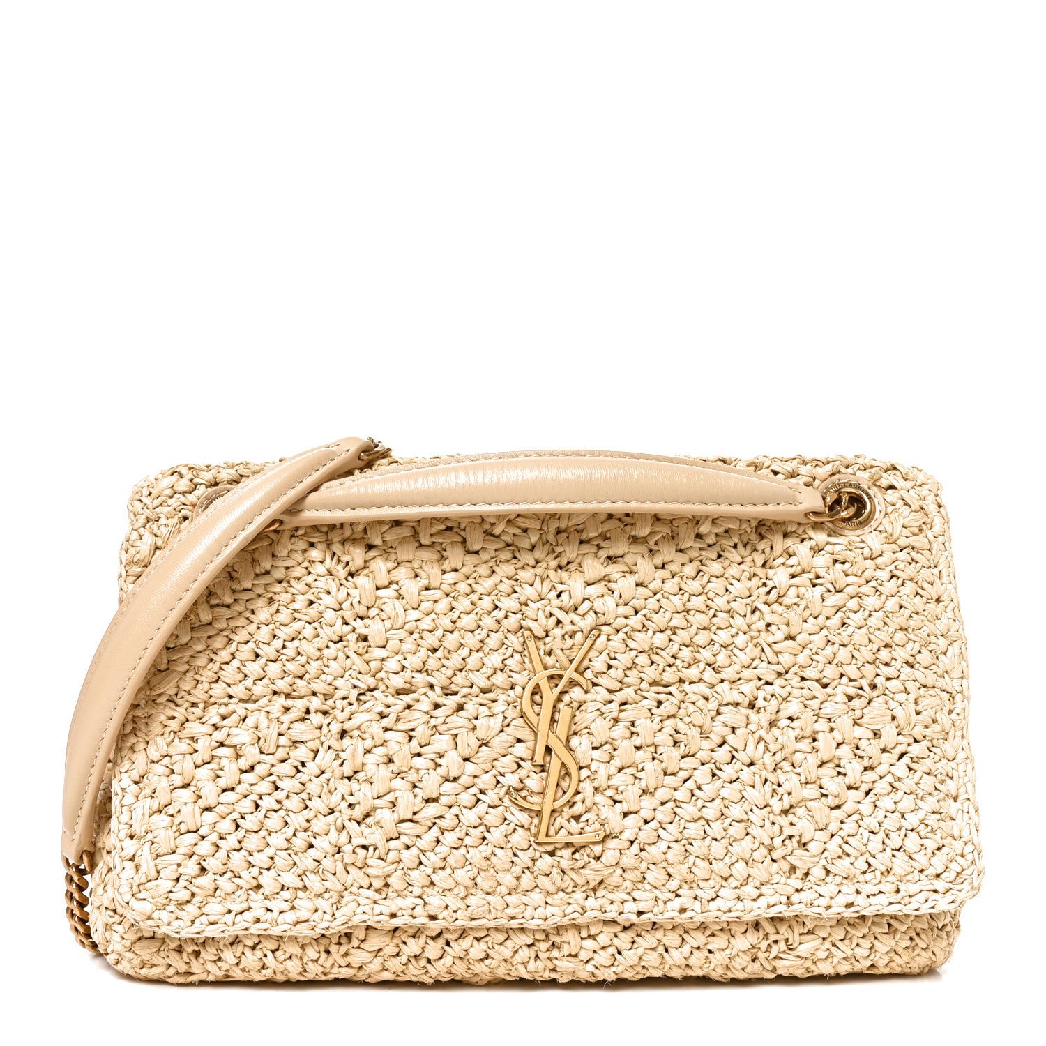 Saint Laurent Raffia Monogram Medium Jamie Natural Avorio