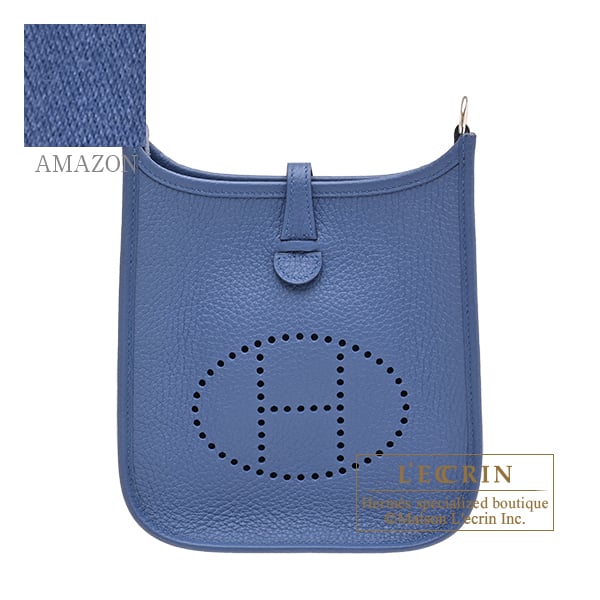 Hermes Evelyne Amazon bag TPM Blue tie Clemence leather Silver hardware Bandouliere 111cm