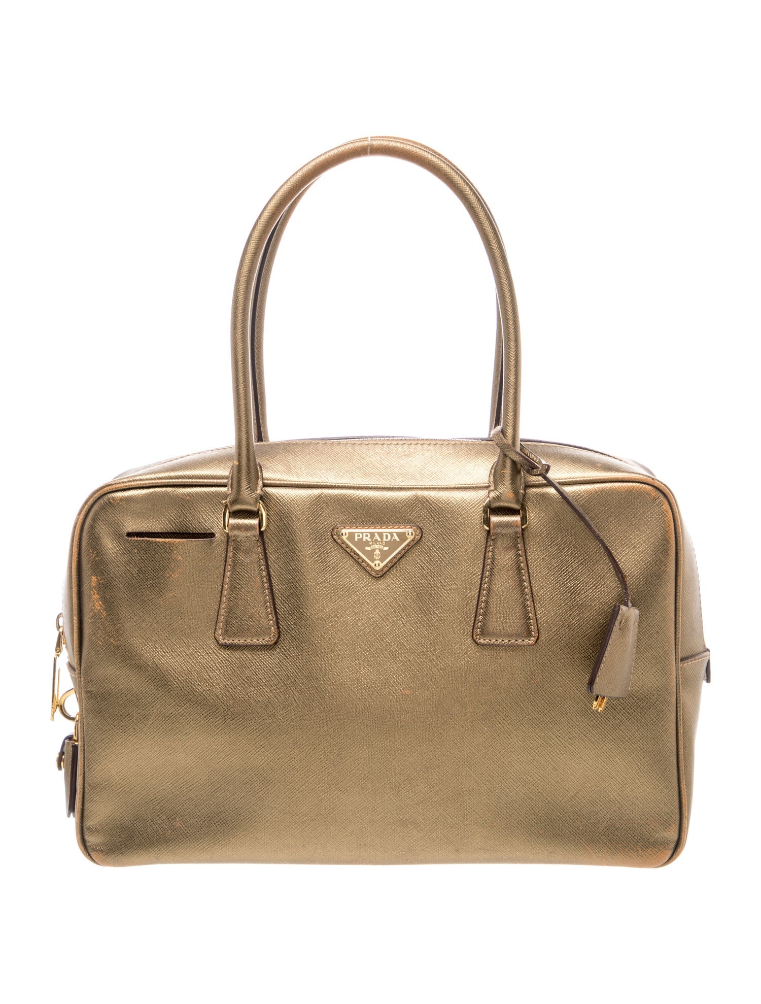Prada Enameled Metal Triangle Shoulder Bag